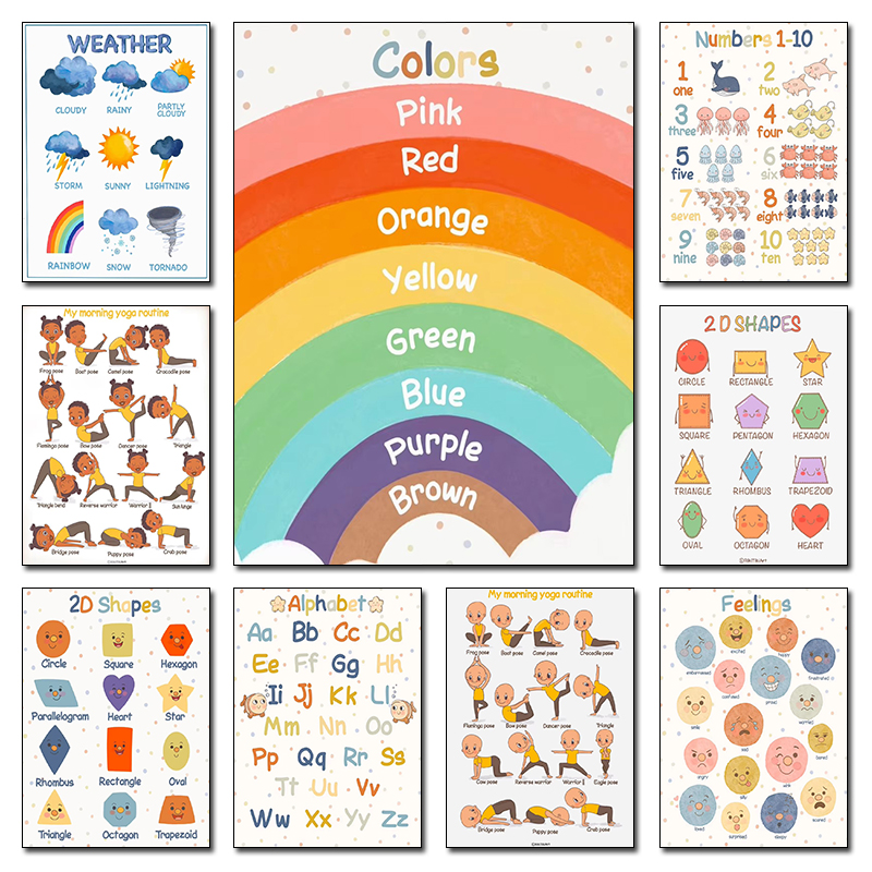 Kids Yoga Education - Montessori Educational Kids Yoga Colors Geometric