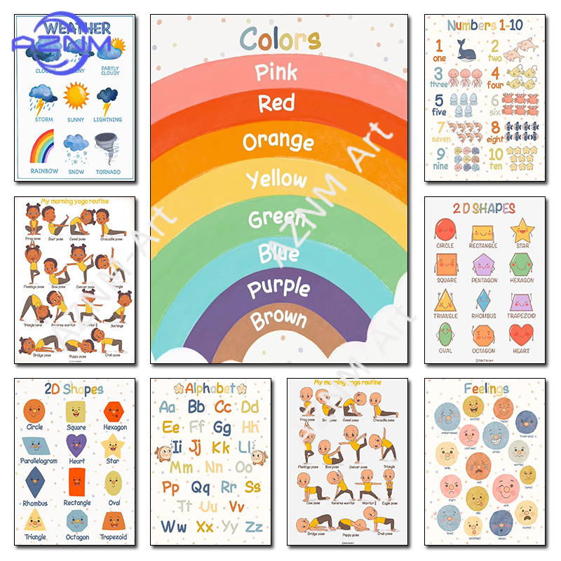 Kids Yoga Education - Montessori Educational Kids Yoga Colors Geometric
