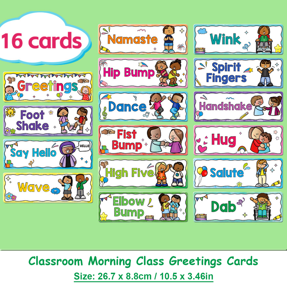 Kids Education Method - Common Greetings Educational Cards School Morning