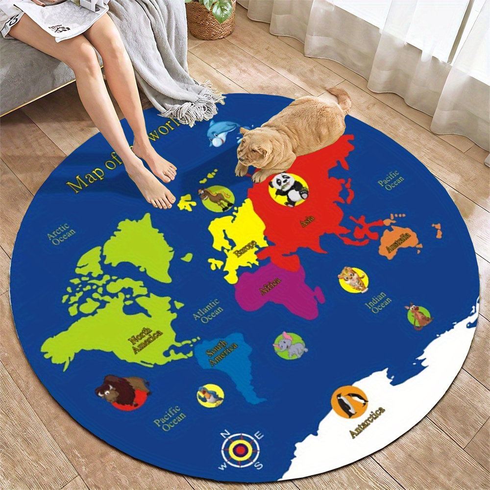 World Map Round Rug Flannel Ed – Kids Education Rug Bewertung und Preis