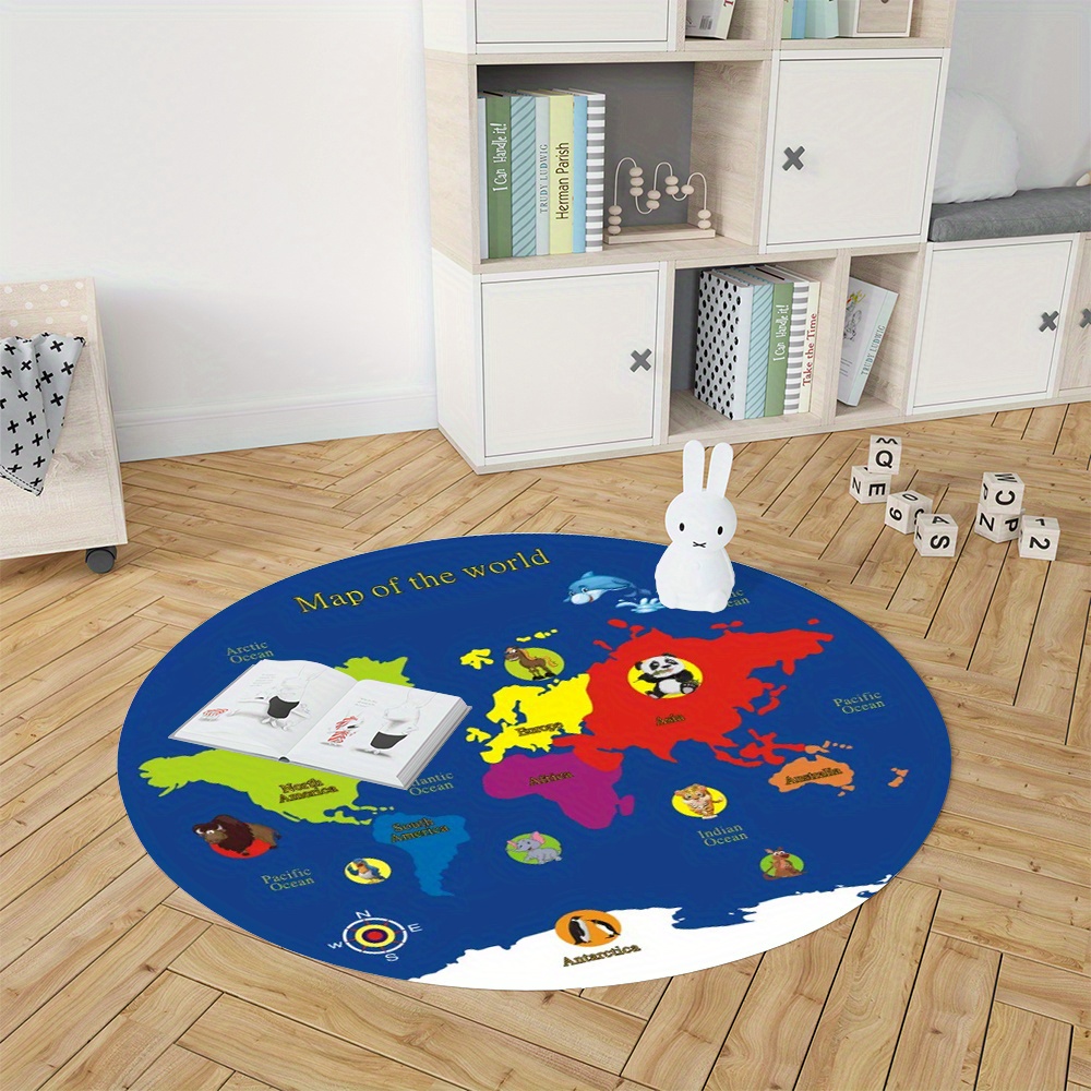 World Map Round Rug Flannel Ed – Kids Education Rug Bewertung und Preis