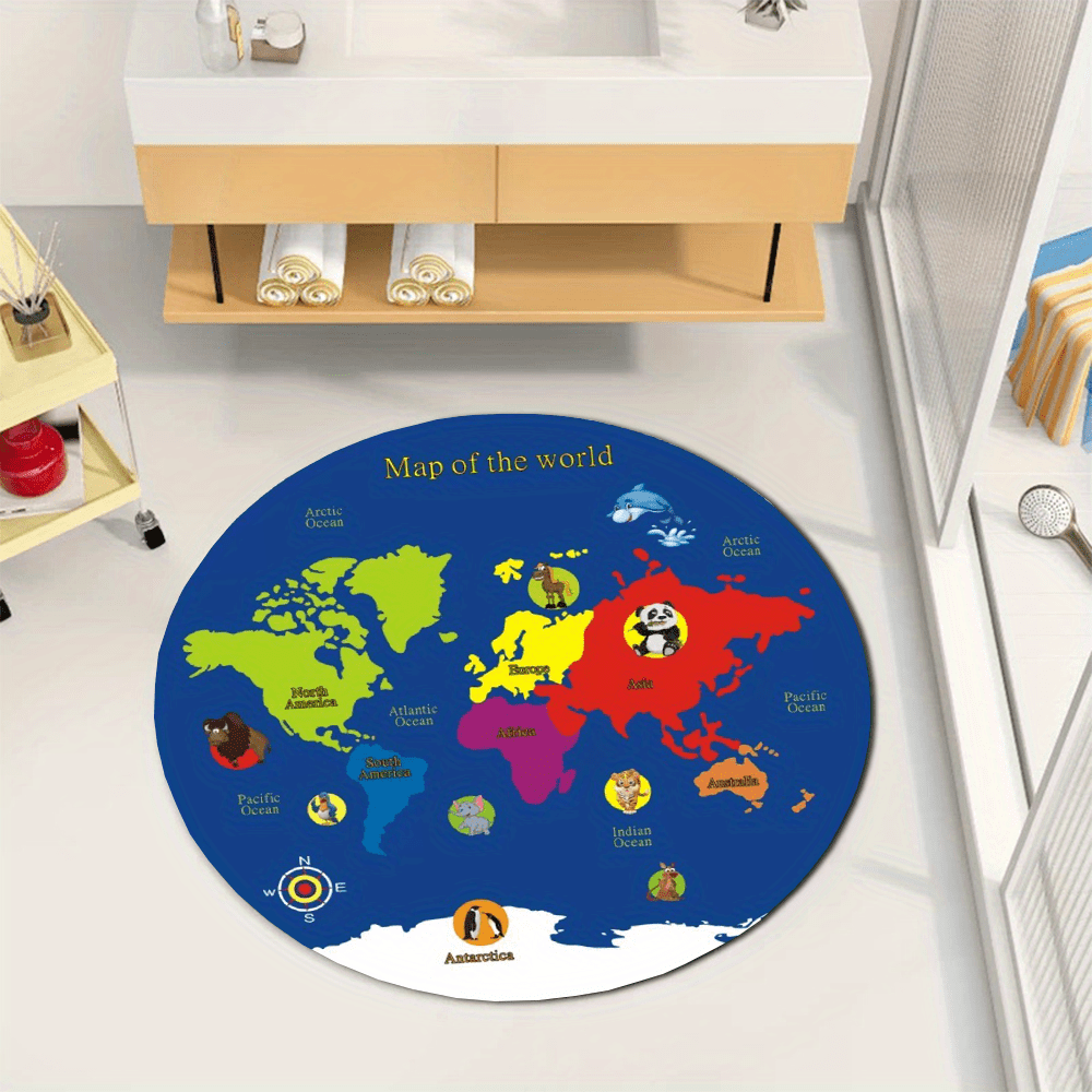 World Map Round Rug Flannel Ed – Kids Education Rug Bewertung und Preis